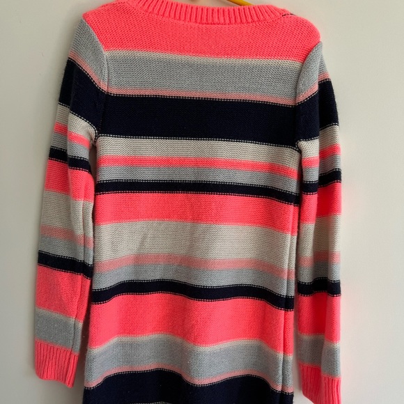 Gymboree Girls Sweater Dress Long Sleeve Striped Navy Pink Gray Sz 8 - Picture 3 of 7